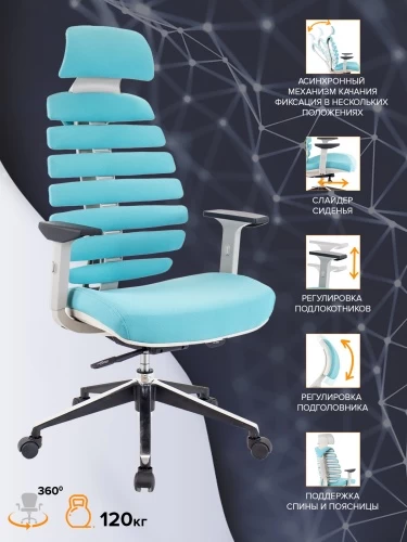 Кресло Ergo Grey (ткань бирюзовая)